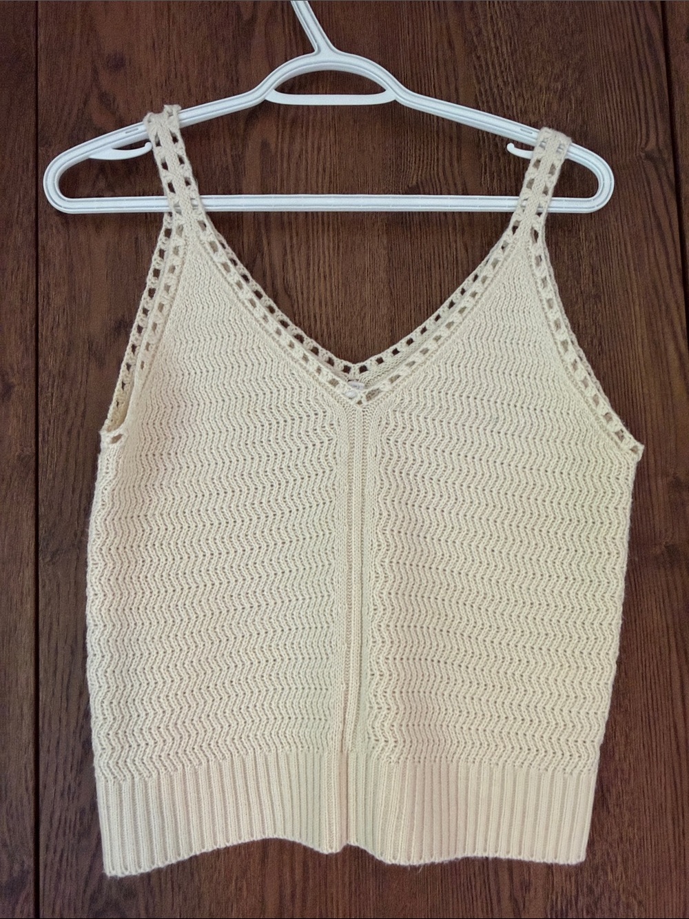 Wishlist Cream Crochet V-Neck Tank Top